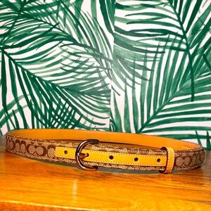 Coach 3543 Signature Khaki Canvas & Leather Trim Belt Women’s M